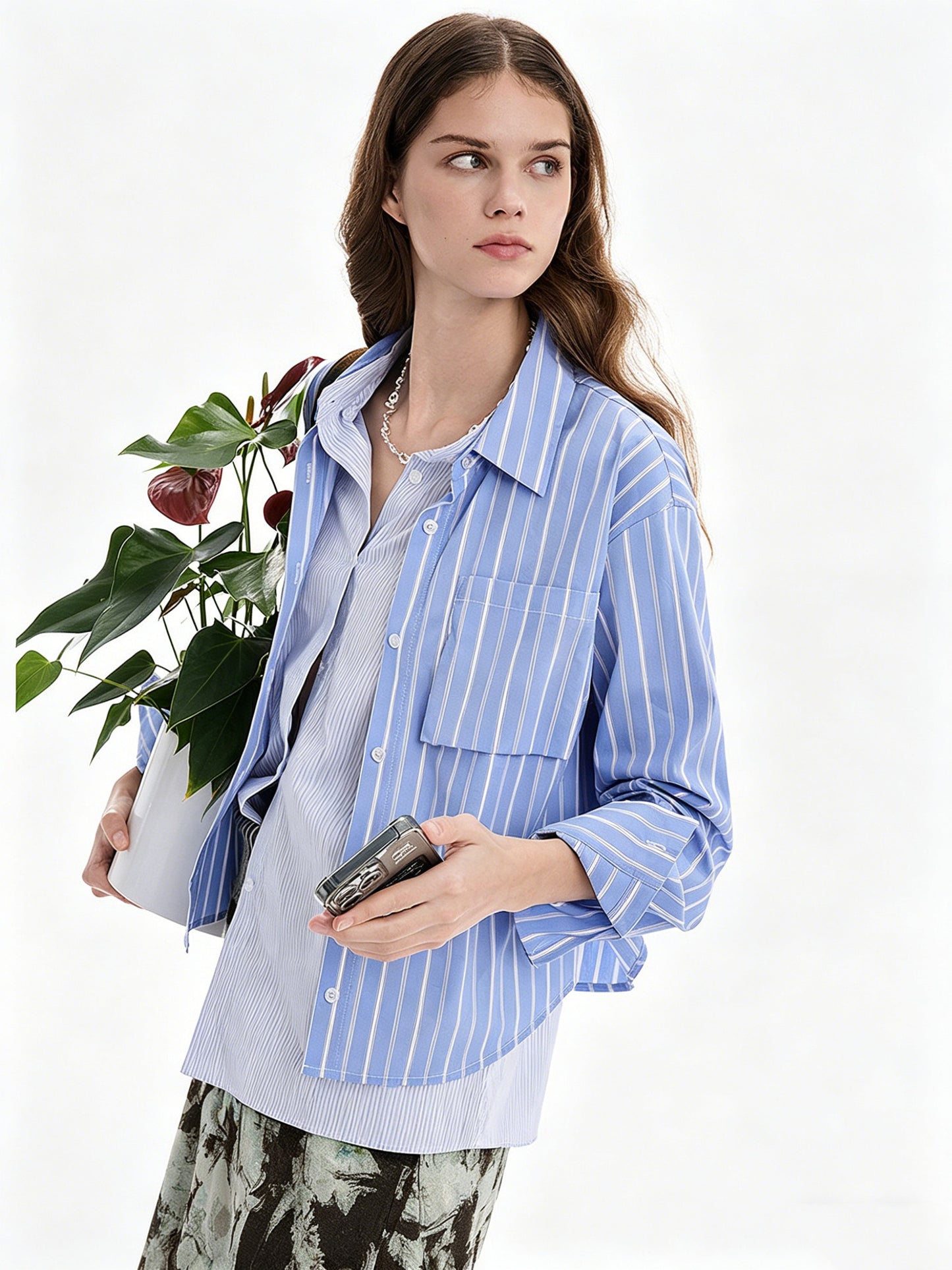 AYANAS Striped Patchwork Two-Piece-Style Shirt