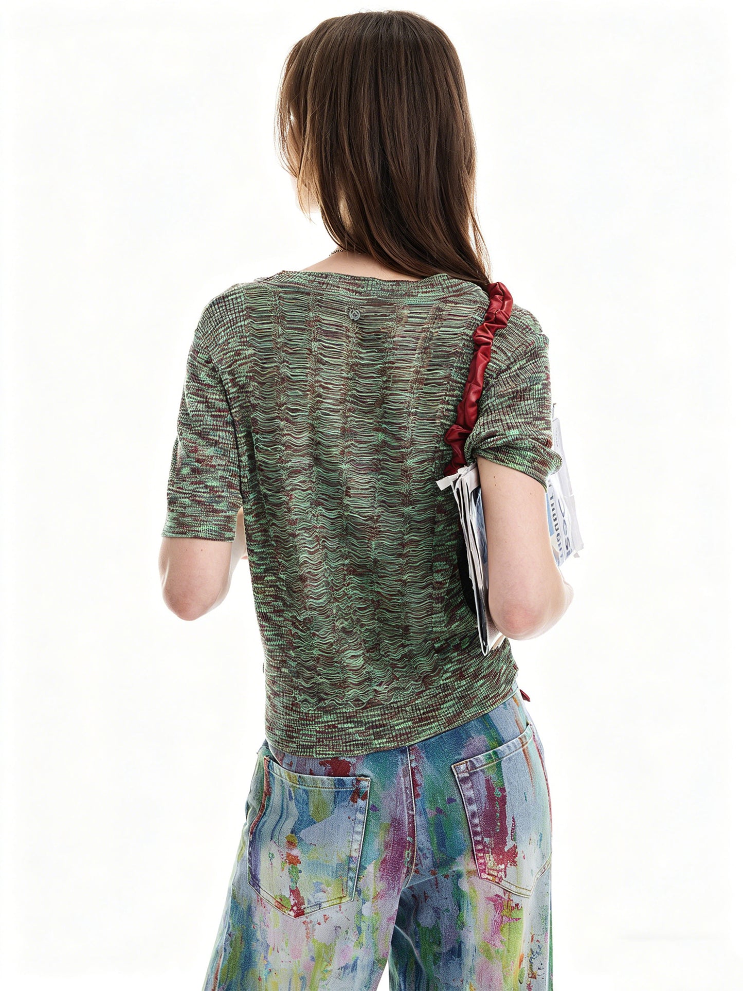 AYANAS  Crew-Neck Short-Sleeve Knit Top