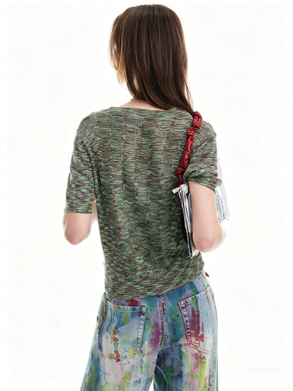 AYANAS  Crew-Neck Short-Sleeve Knit Top