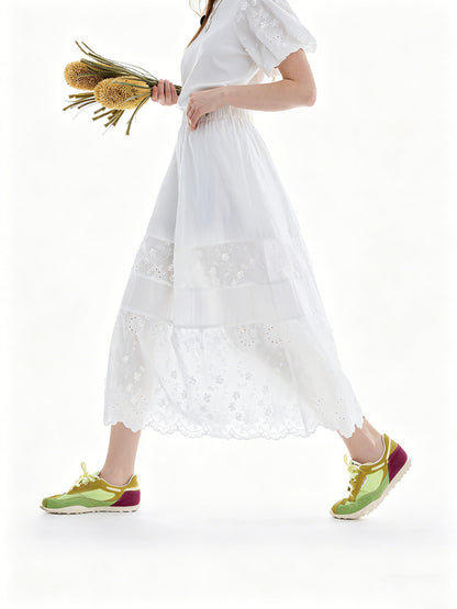 AYANAS Women’s embroidered elasticated waist skirt