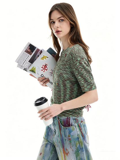AYANAS  Crew-Neck Short-Sleeve Knit Top