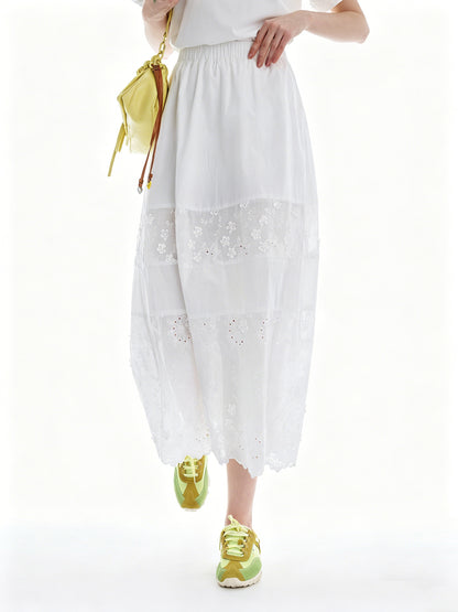 AYANAS Women’s embroidered elasticated waist skirt