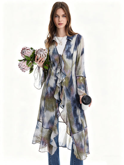 AYANAS Colourful spiral tie-dye ruffled women’s jacket