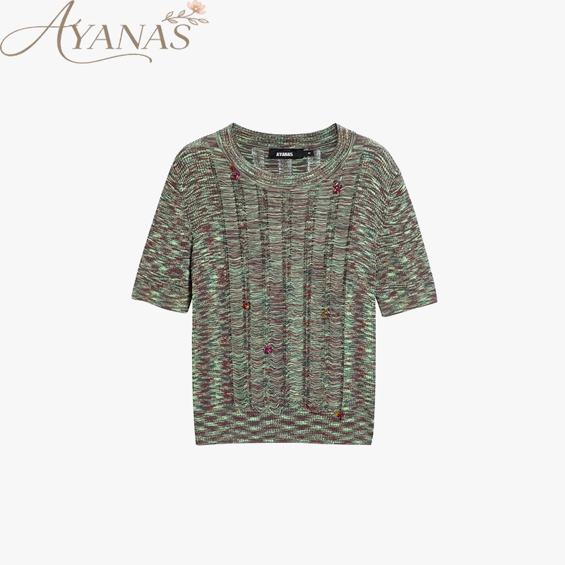 AYANAS  Crew-Neck Short-Sleeve Knit Top