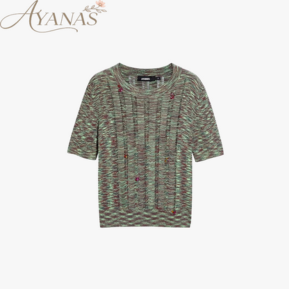 AYANAS  Crew-Neck Short-Sleeve Knit Top
