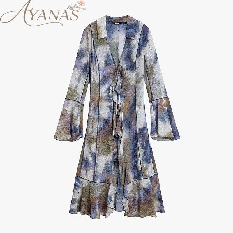 AYANAS Colourful spiral tie-dye ruffled women’s jacket