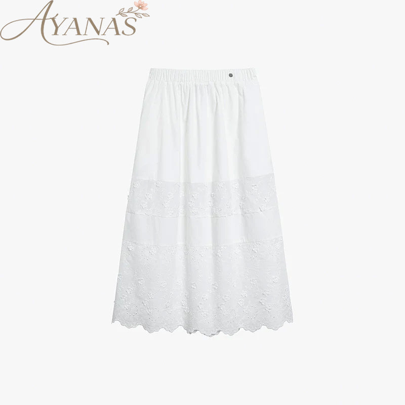 AYANAS Women’s embroidered elasticated waist skirt