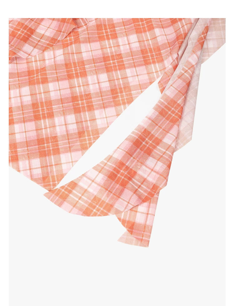 AYANAS Checkered Print Stretch-Fit Layered Ruffled Midi Skirt