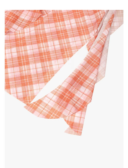 AYANAS Checkered Print Stretch-Fit Layered Ruffled Midi Skirt