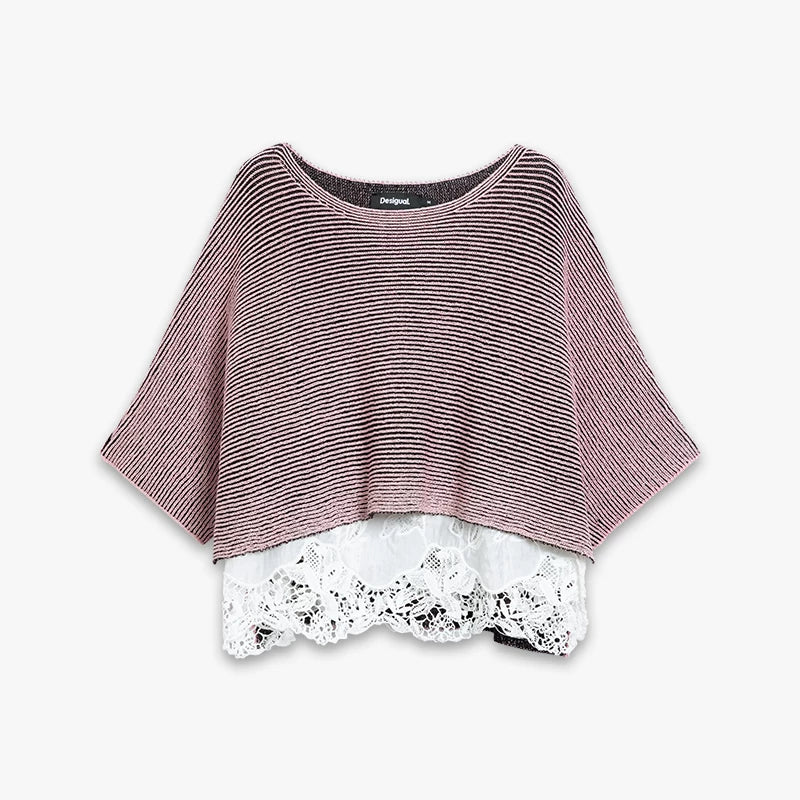 AYANAS  Short-Sleeve Lace Knit Top