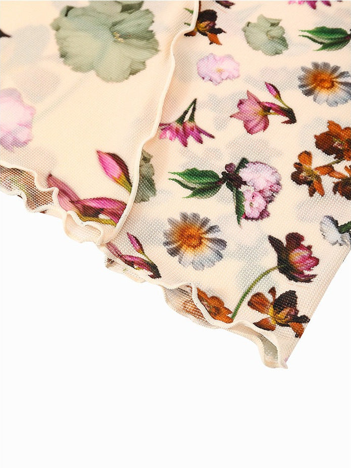 AYANAS Floral-print patchwork stretch T-shirt
